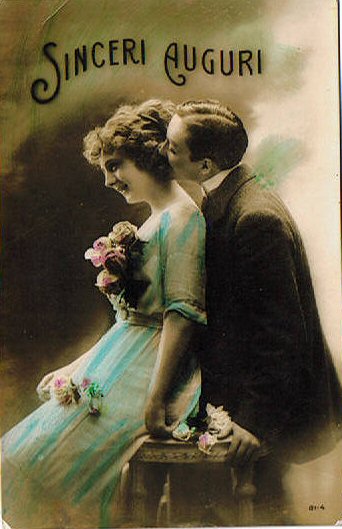 carte ancienne couple d'amoureux